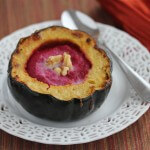 Beet Apple Soup Served In Roasted Acorn Squash Beet Apple Soup Served In Roasted Acorn Squash