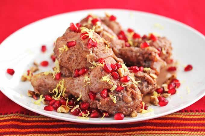 Braised Pomegranate Chicken with Walnuts