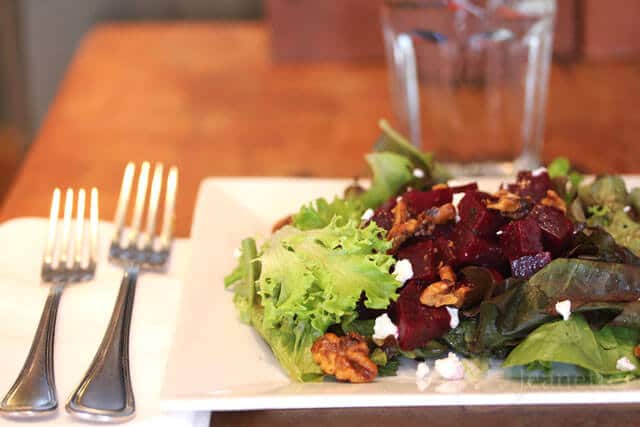 Wild Arugula Salad with Mango, Smoked Rogue Blue Cheese and Balsamic Vinegar