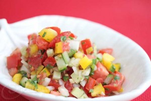 Gazpacho Salsa with made with Yellow Bell Peppers