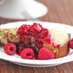 Pumpkin Spice Coffee Chocolate Marble Cake with Raspberry Sauce