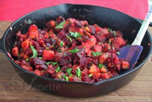 Roasted Beet and Sweet Potato Hash