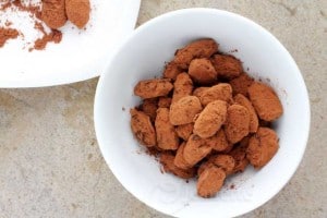 Cocoa Dusted Dark Chocolate Covered Almonds © Jeanette's Healthy Living