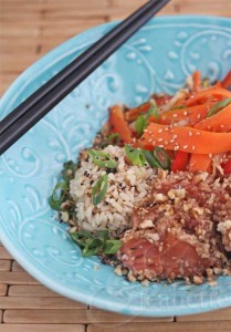 Walnut Crusted Seared Wasabi Salmon © Jeanette's Healthy Living