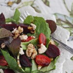 Baby Green Salad with Roasted Beets Grilled Corn Tomatoes © Jeanette's Healthy Living