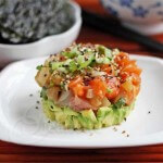 Mixed Fish and Avocado Poke Tower © Jeanette's Healthy Living