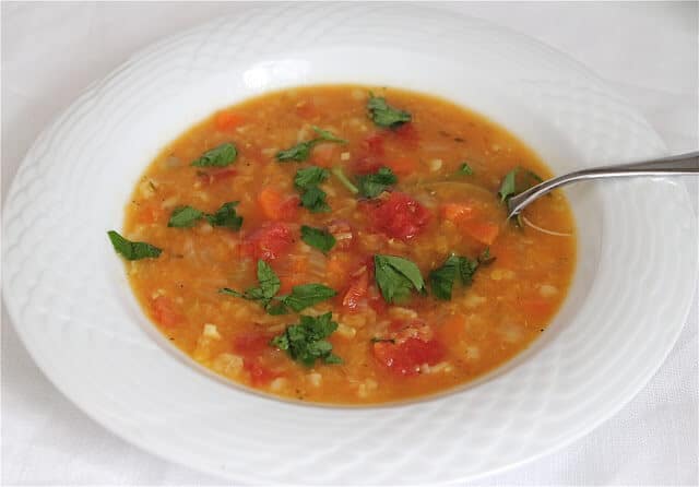 Easy Lentil Vegetable Soup - so easy to make and it makes a lot that freezes well. Lots of add-in options too