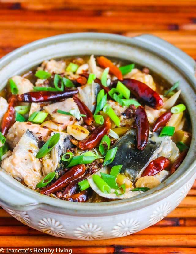 Chinese Szechuan Spicy Fish Soup gets its spicy rich flavor from hot bean sauce, dried chilies, Szechwan peppercorns, garlic and ginger.