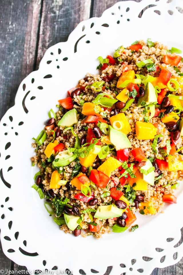 Mango Avocado Black Bean Quinoa Salad - this beautiful healthy salad is perfect for entertaining