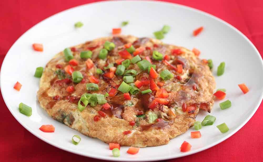 Asian Fusion Omelette/Frittata with Dashi Gravy