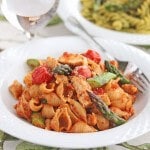 Whole Grain Pasta with Sun-Dried Tomato Pesto and Roasted Vegetables