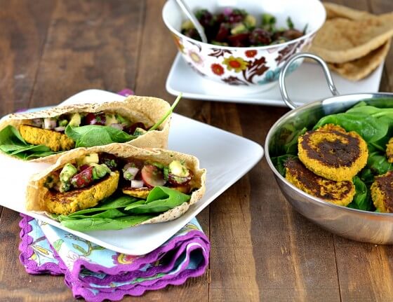 Butternut Squash & Chickpea Patties with Grape Avocado Salsa by Cara's Cravings
