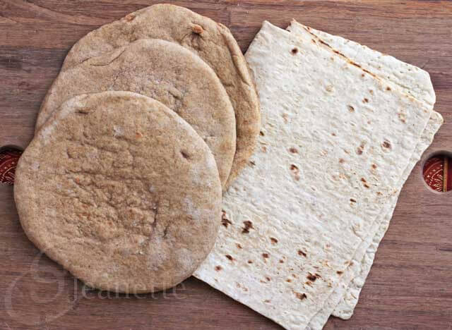 Shawarma Bread - pita bread and lavash flat bread can be used