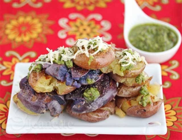 Grilled Grilled Potatoes with Green Harissa Sauce © Jeanette's Healthy Living with Green Harissa