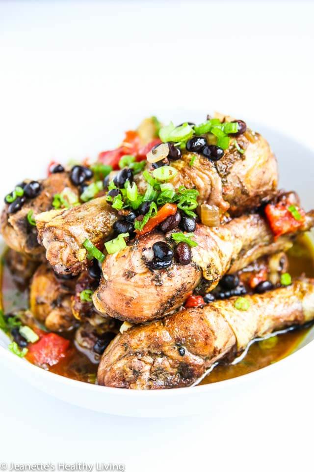Crock Pot Jamaican Spiced Chicken Stew - this Caribbean themed chicken recipe is spiced with curry powder, thyme, allspice and red pepper flakes. It's delicious and great served with rice and a simple green salad