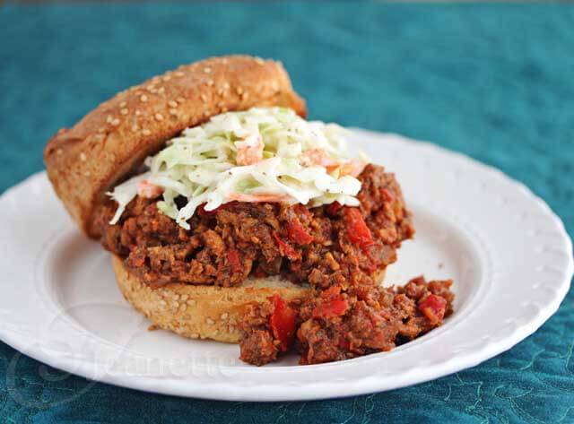 Healthier Sloppy Joes with Coleslaw © Jeanette's Healthy Living