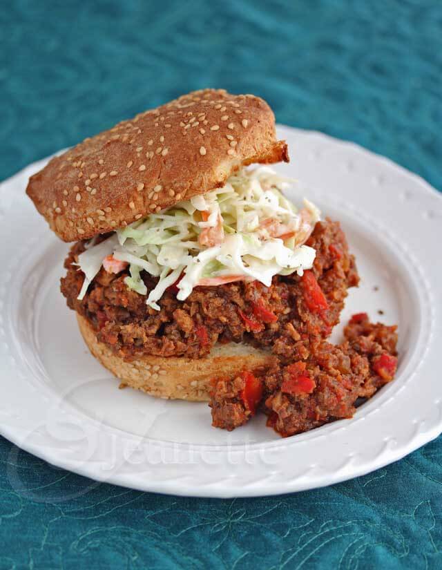 Healthier Sloppy Joes with Coleslaw © Jeanette's Healthy Living