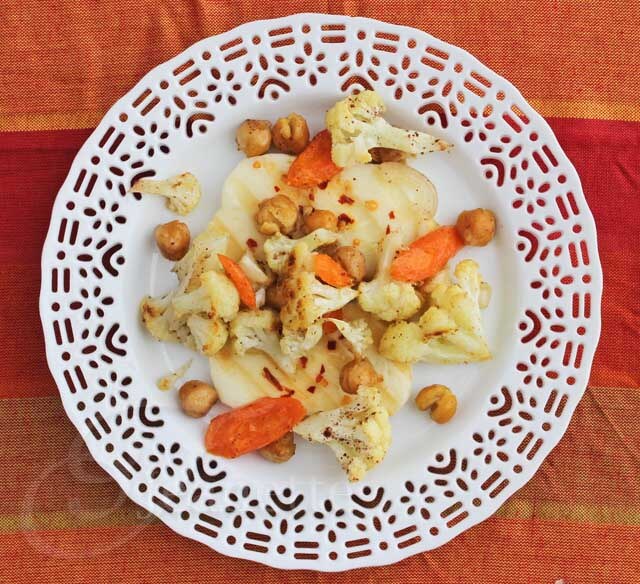 Roasted Cauliflower & Chickpeas with Halloumi Cheese © Jeanette's Healthy Living