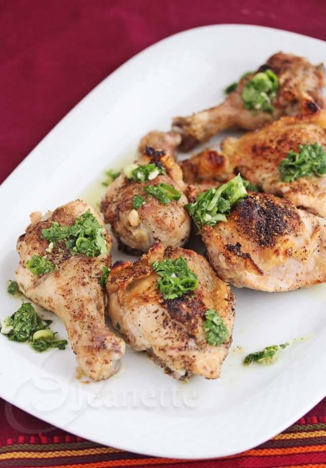 Roasted Cumin Chicken with Cilantro Scallion Salsa © Jeanette's Healthy Living
