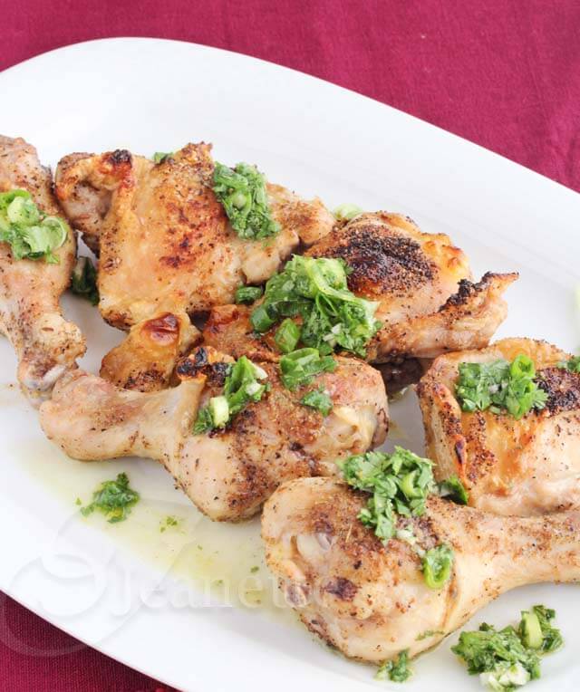 Roasted Chicken with Cumin and Cilantro Scallion Salsa © Jeanette's Healthy Living