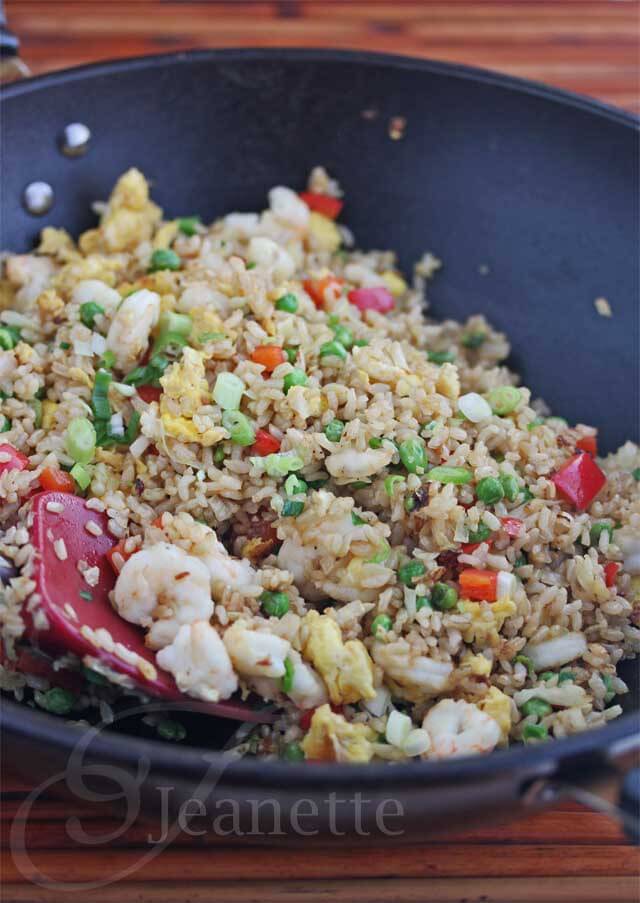 Shrimp Fried Brown Rice © Jeanette's Healthy Living