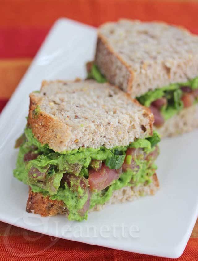 Fresh Tuna Spinach Avocado Sandwich © Jeanette's Healthy Living