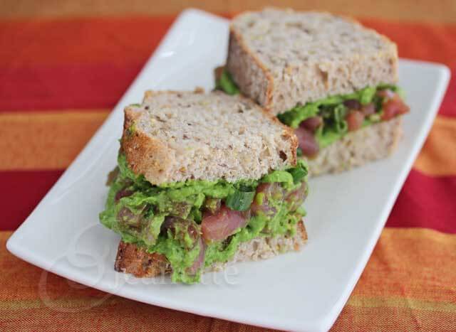 Ahi Tuna Spinach Avocado Pesto Sandwich © Jeanette's Healthy Living