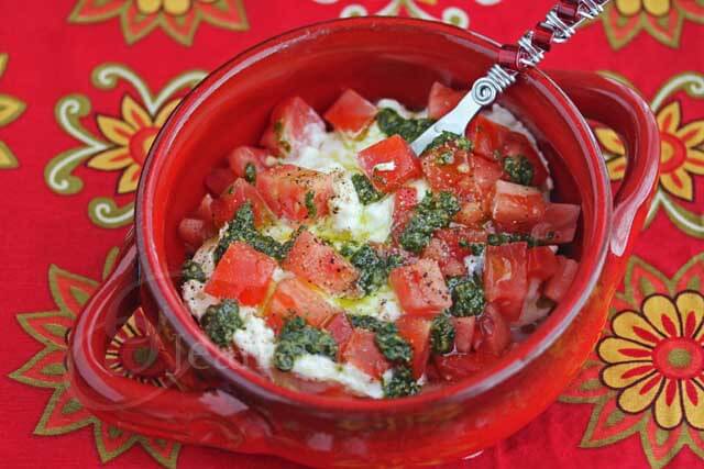 Easy Fresh Tomato Burrata Cheese Pesto Dip © Jeanette's Healthy Living