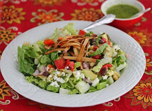 Mexican Chopped Salad with Lime Cilantro Dressing © Jeanette's Healthy Living