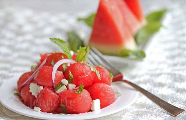 Greek Watermelon Mint Feta © Jeanette's Healthy Living