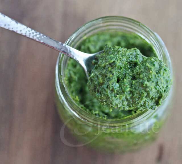 Kale Basil Mint Parsley Pesto © Jeanette's Healthy Living