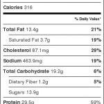 Barbecue Pulled Chicken Nutrition Label