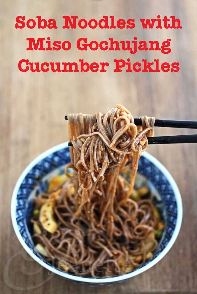 Soba Noodles with Miso Gochujang Pickles © Jeanette's Healthy Living