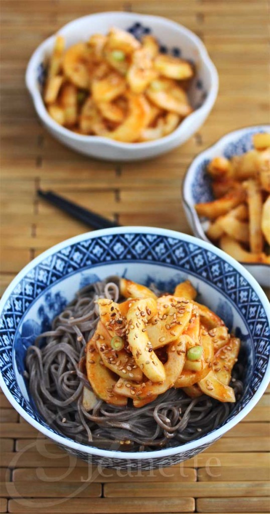 Soba Noodles with Miso Gochujang Pickles © Jeanette's Healthy Living