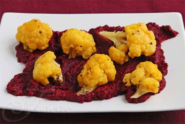 Roasted Caulflower and Beet Hummus © Jeanette's Healthy Living
