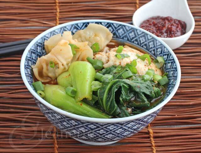 Korean Spicy Soba Noodle Dumpling Soup