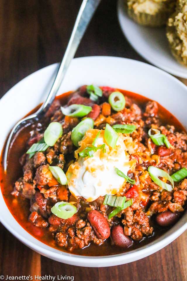 Slow Cooker Turkey Bean Chili - budget-friendly, delicious and a crowd pleaser - great for parties and family gatherings