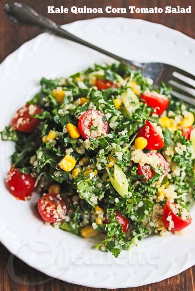 Quinoa Kale Tomato Corn Salad - light, healthy and delicious main course salad 