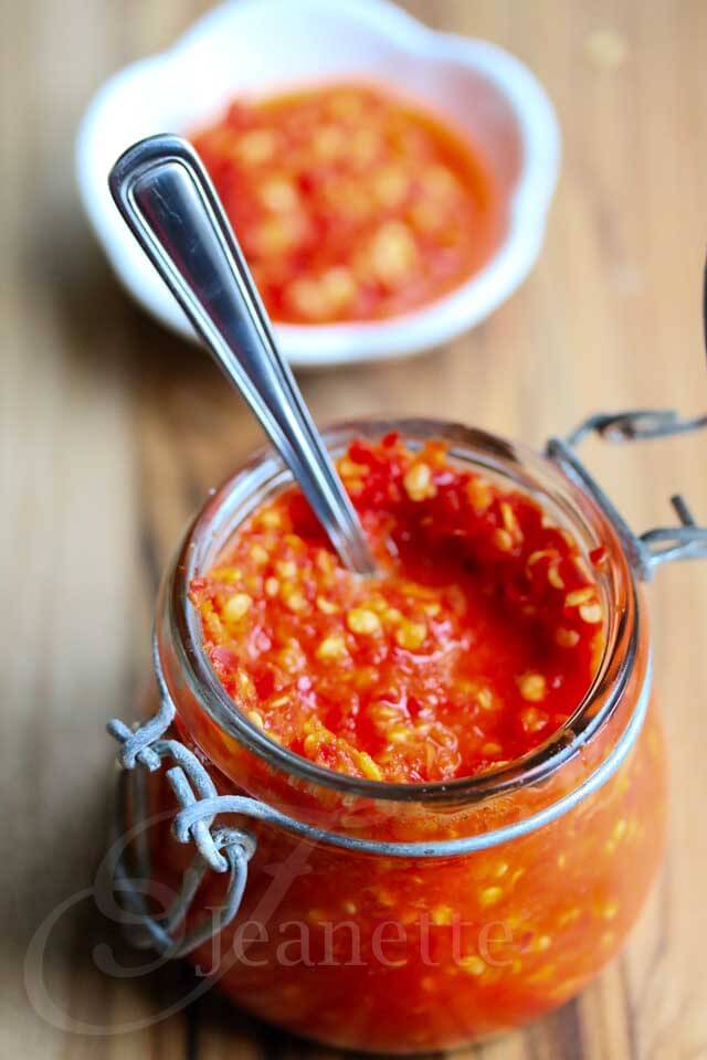 Thai Chili Garlic Sauce - this homemade hot sauce is seriously hot! The sauce ferments for a week and develops incredible flavor