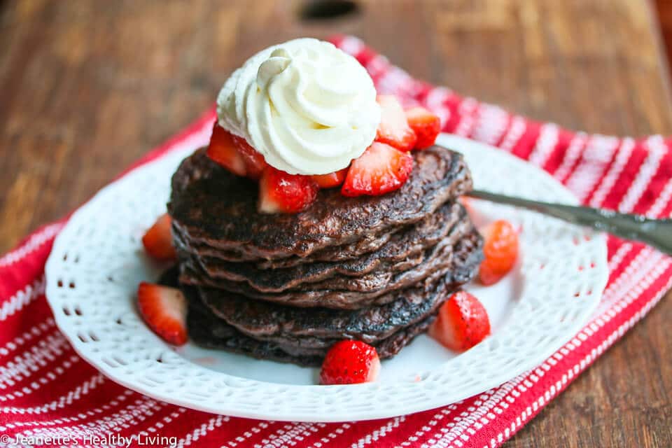 Gluten-Free Chocolate Oatmeal Pancakes © Jeanette's Healthy Living