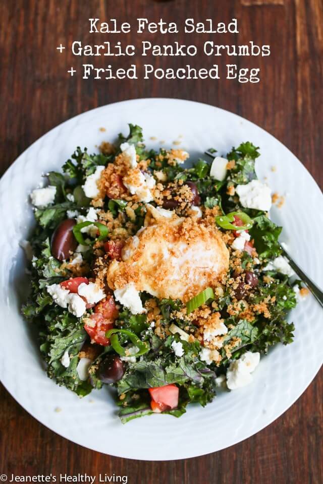 Kale Salad with Garlic Panko Crumbs and Poached Egg © Jeanette's Healthy Living