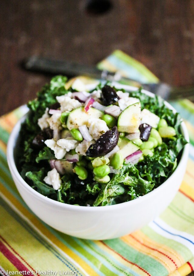 Edamame Kale Zucchini Greek Salad © Jeanette's Healthy Living