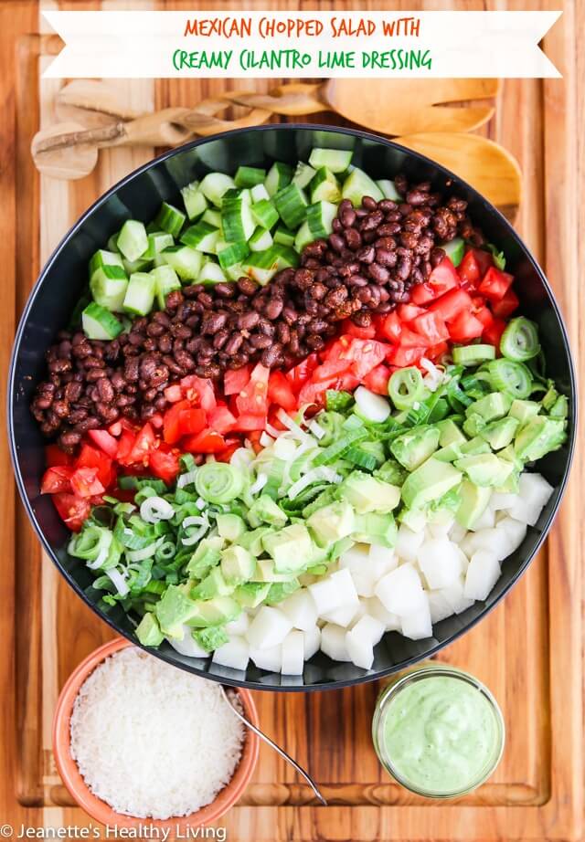 Mexican Chopped Salad with Creamy Cilantro Lime Dressing © Jeanette's Healthy Living