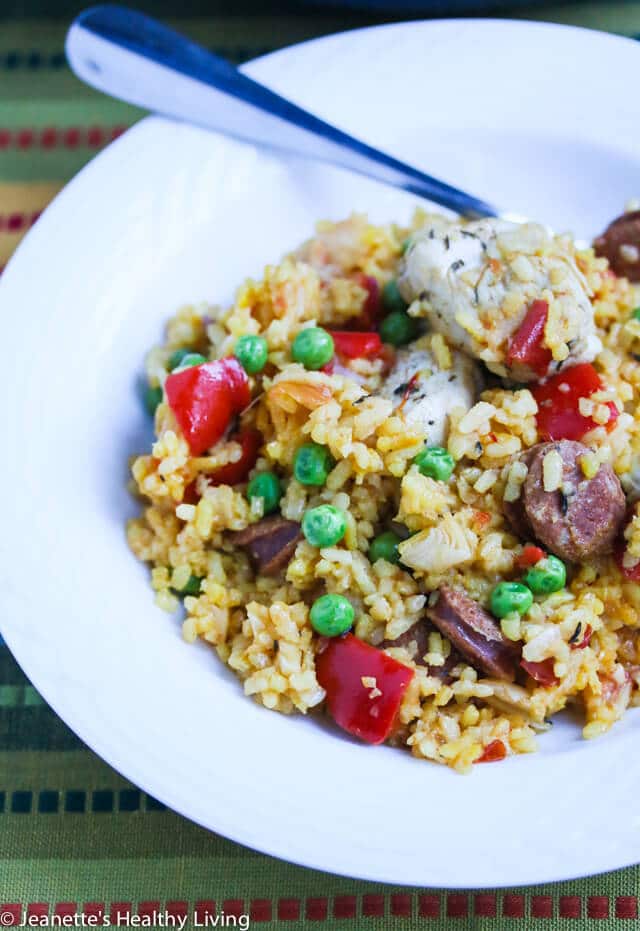One Pot Chicken Chorizo Paella - so delicious and flavorful and all cooked in one pot!