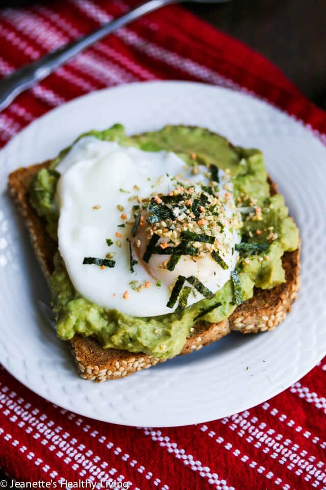 Smashed Avocado Toast with Poached Egg and Furikaki © Jeanette's Healthy Living