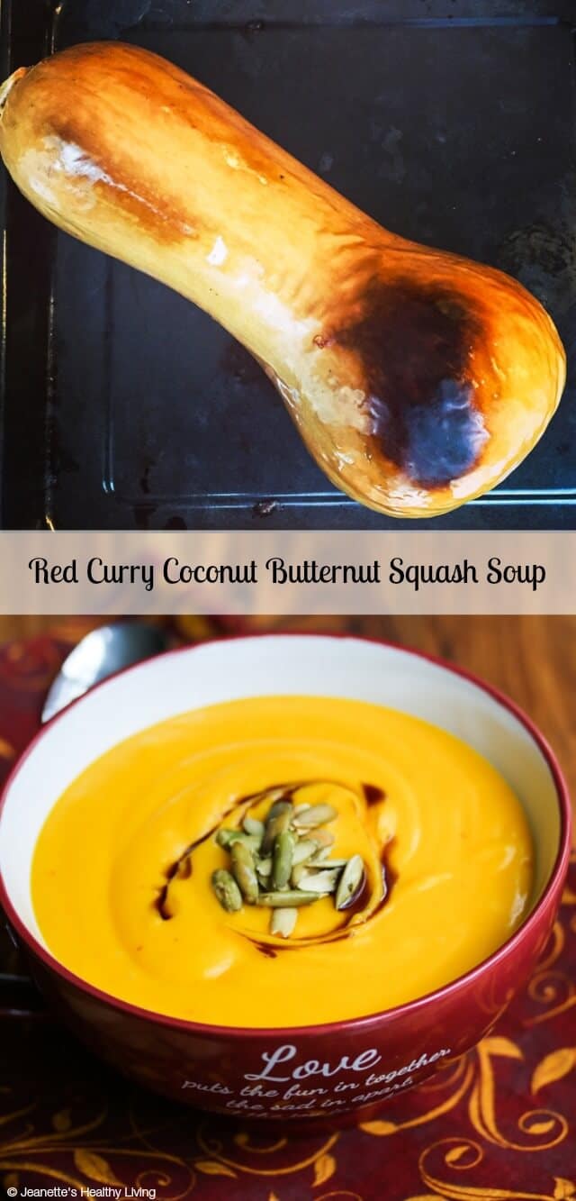 This Creamy Red Curry Coconut Butternut Squash Soup is made with just four ingredients. Keep to the basic recipe or embellish with more flavor agents and garnishes. It's your choice.