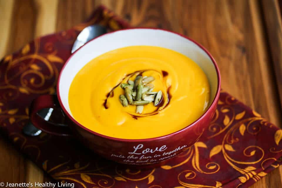 Creamy Red Curry Coconut Butternut Squash Soup - just 4 ingredients make this creamy flavorful soup!