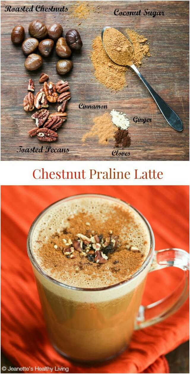 Chestnut Praline Latte - creamy and delicious, this latte is a healthier version of Starbuck's newest latte. Made with real chestnuts and pecans, and cashew milk to make this dairy-free