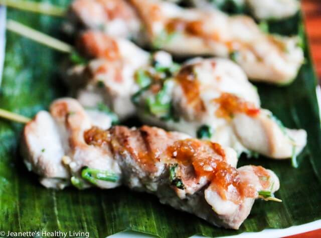 Thai Chicken Skewer Appetizers with Sweet and Spicy Chili Sauce - these were a huge hit at our cocktail party - the marinade is delicious and the sweet and spicy chili sauce goes perfectly