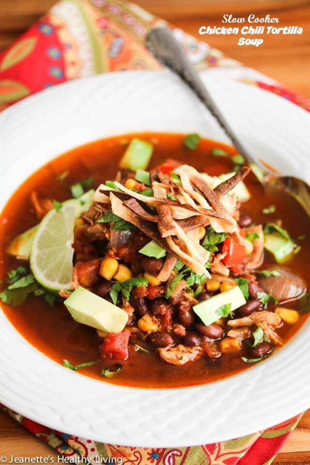 Slow Cooker Chicken Chili Tortilla Soup - this is so easy to make, perfect for a cold winter day